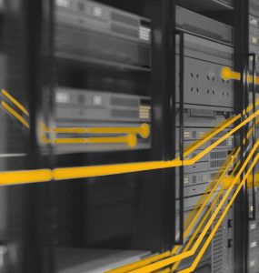 Image of serverboard with connections highlighted in yellow
