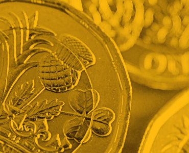 Up close image of pound coin