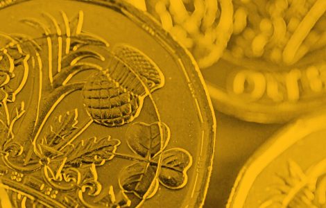Up close image of pound coin
