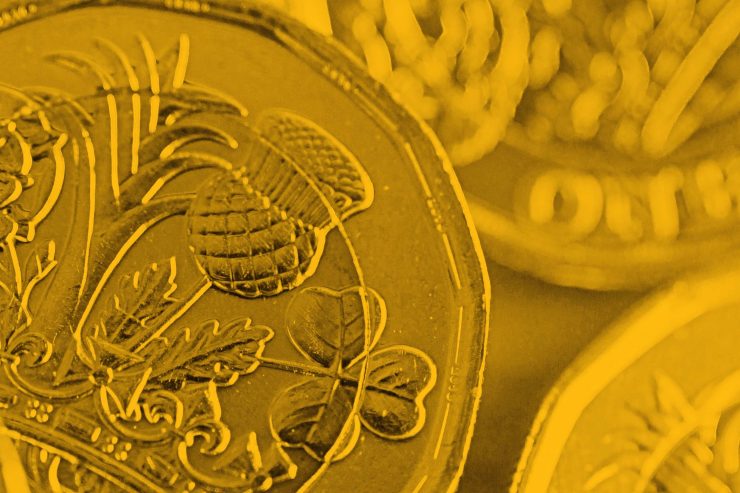 Up close image of pound coin